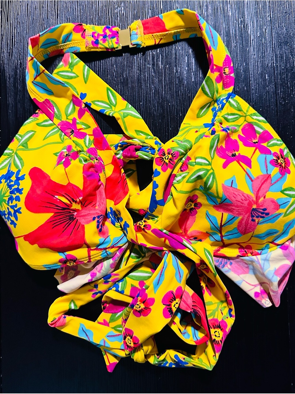 Bleu Rod Beattie Garden Hipster Bikini Top in Sunset Yellow